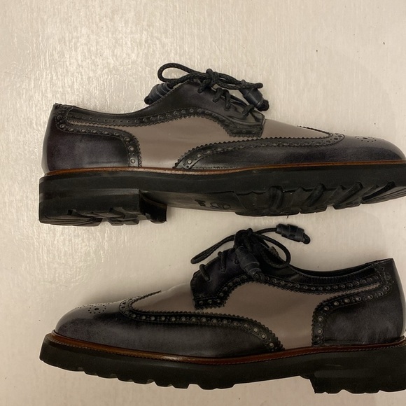 Johnston & Murphy Men’s Two Tone Patent Leather Wingtip Shoes 9M. Made in Italy main image 6